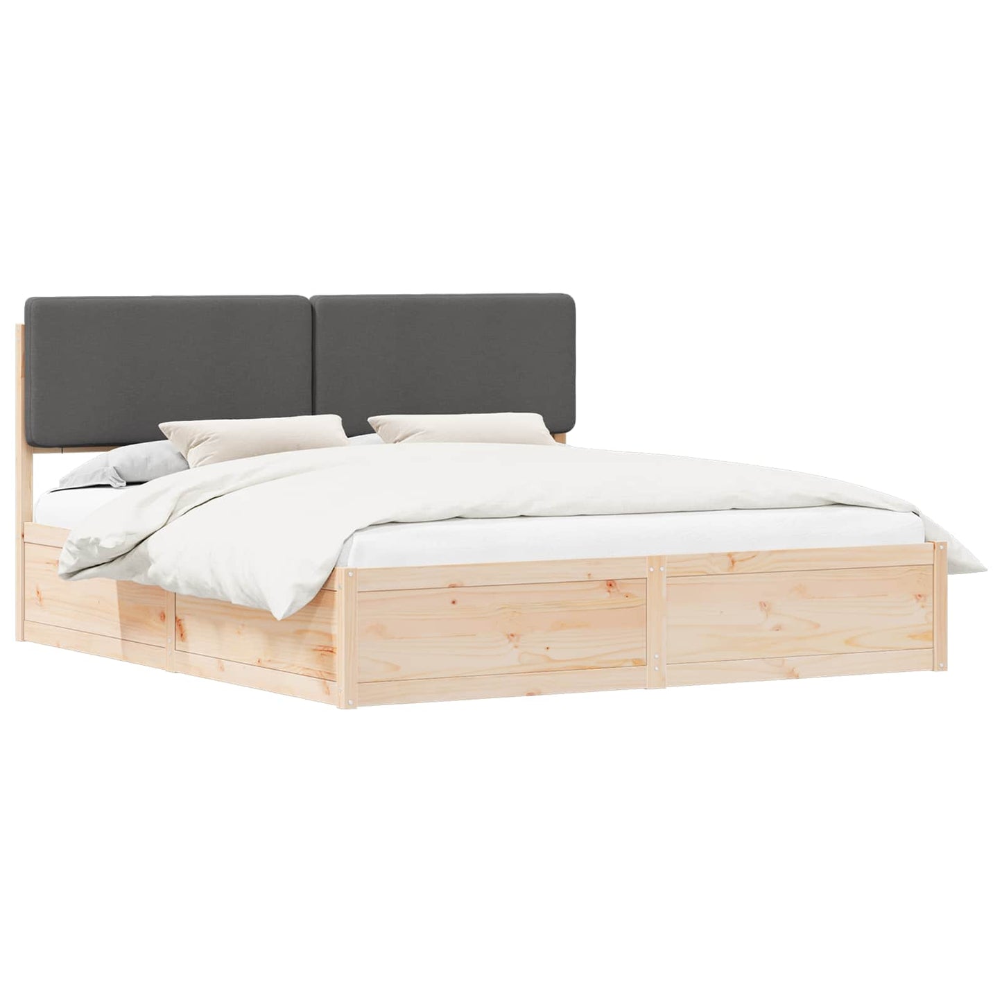 Letto con Testiera Rivestita Grigio scuro 200 x 200 cm