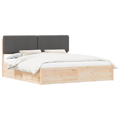 Letto con Testiera Rivestita Grigio scuro 200 x 200 cm