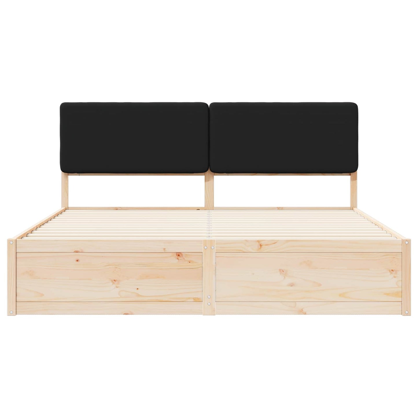 Letto con Testiera Rivestita Nero 200 x 200 cm Pino massello