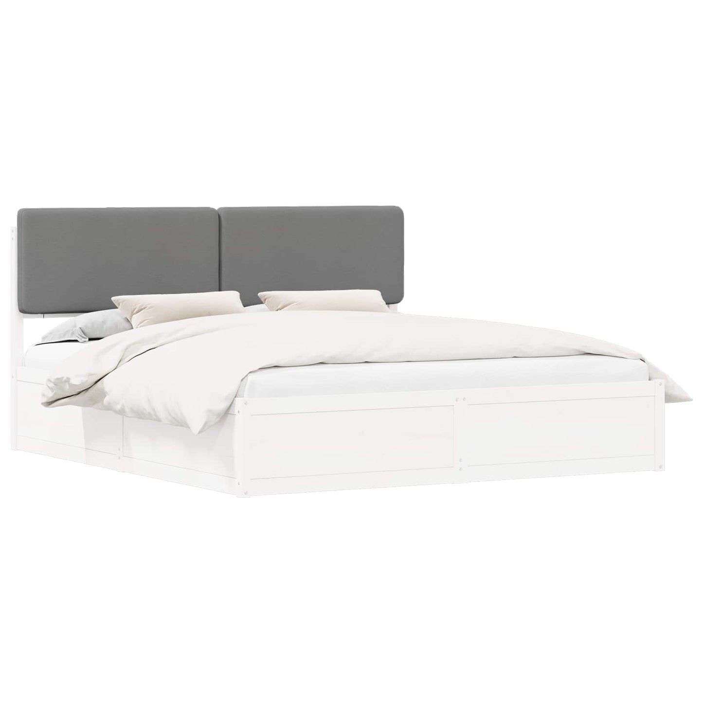 Letto con Testiera Rivestita Grigio chiaro 200 x 200 cm