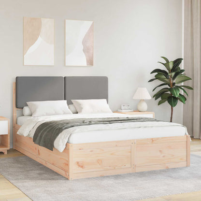 Letto con Testiera Rivestita Grigio chiaro 140 x 200 cm