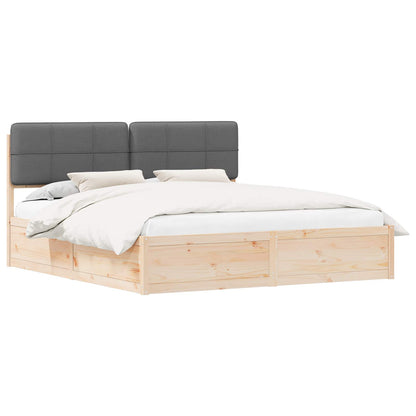 Letto con Testiera Rivestita Grigio scuro 200 x 200 cm