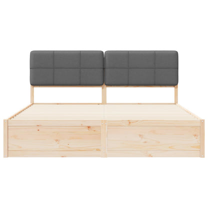 Letto con Testiera Rivestita Grigio scuro 200 x 200 cm