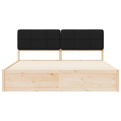 Letto con Testiera Rivestita Nero 200 x 200 cm Pino massello