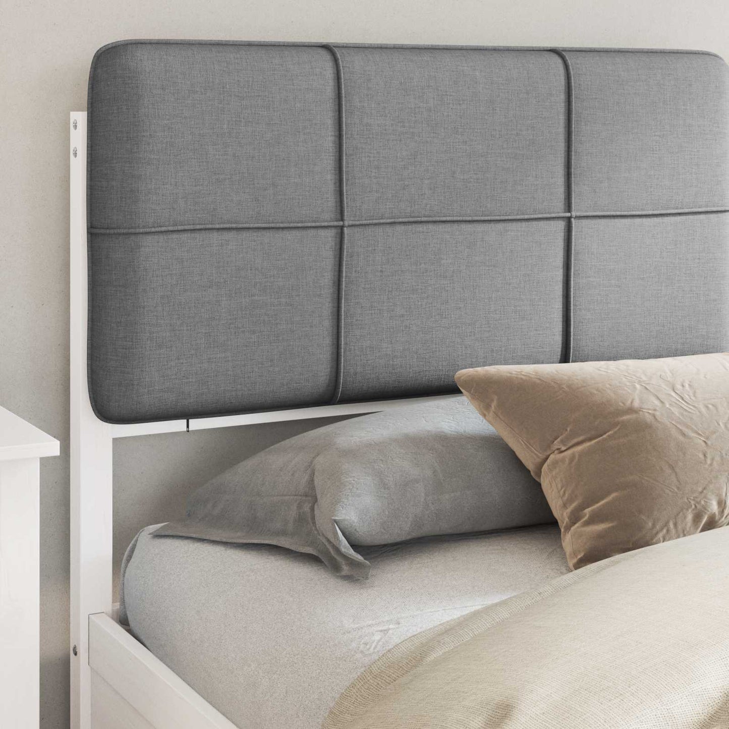 Letto con Testiera Rivestita Grigio chiaro 200 x 200 cm