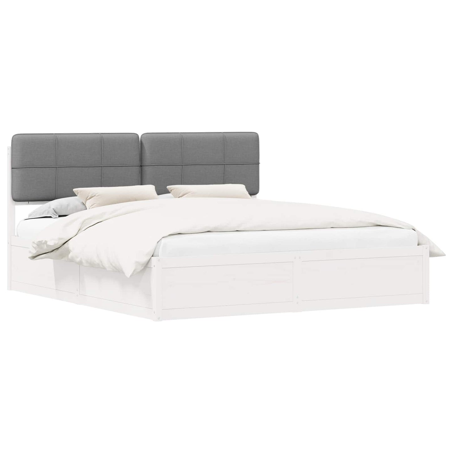 Letto con Testiera Rivestita Grigio chiaro 200 x 200 cm