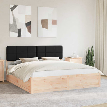 Letto con Testiera Rivestita Nero 180 x 200 cm Pino massello