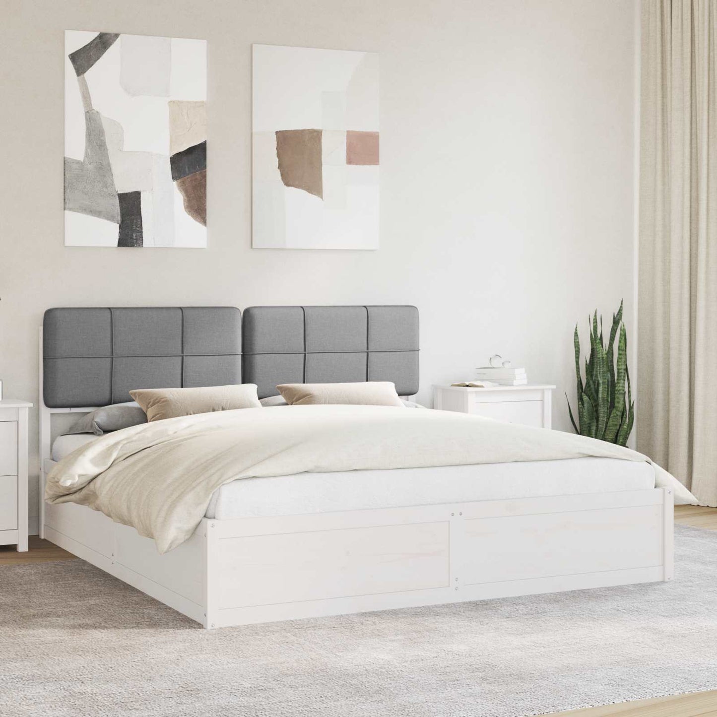 Letto con Testiera Rivestita Grigio chiaro 180 x 200 cm