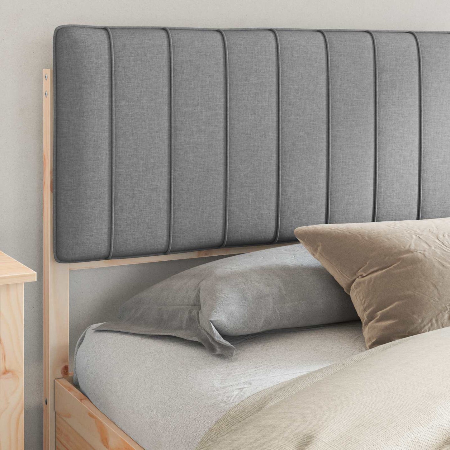 Letto con Testiera Rivestita Grigio chiaro 200 x 200 cm
