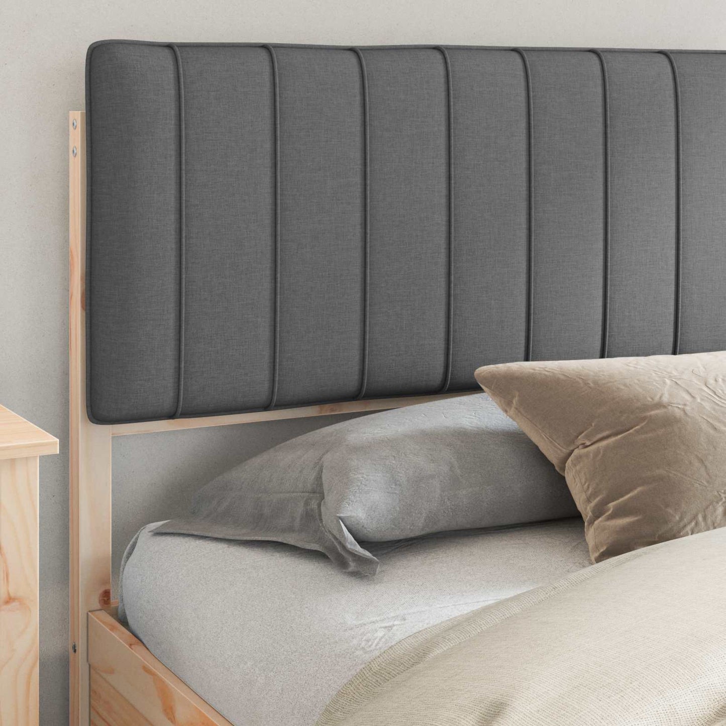 Letto con Testiera Rivestita Grigio scuro 200 x 200 cm