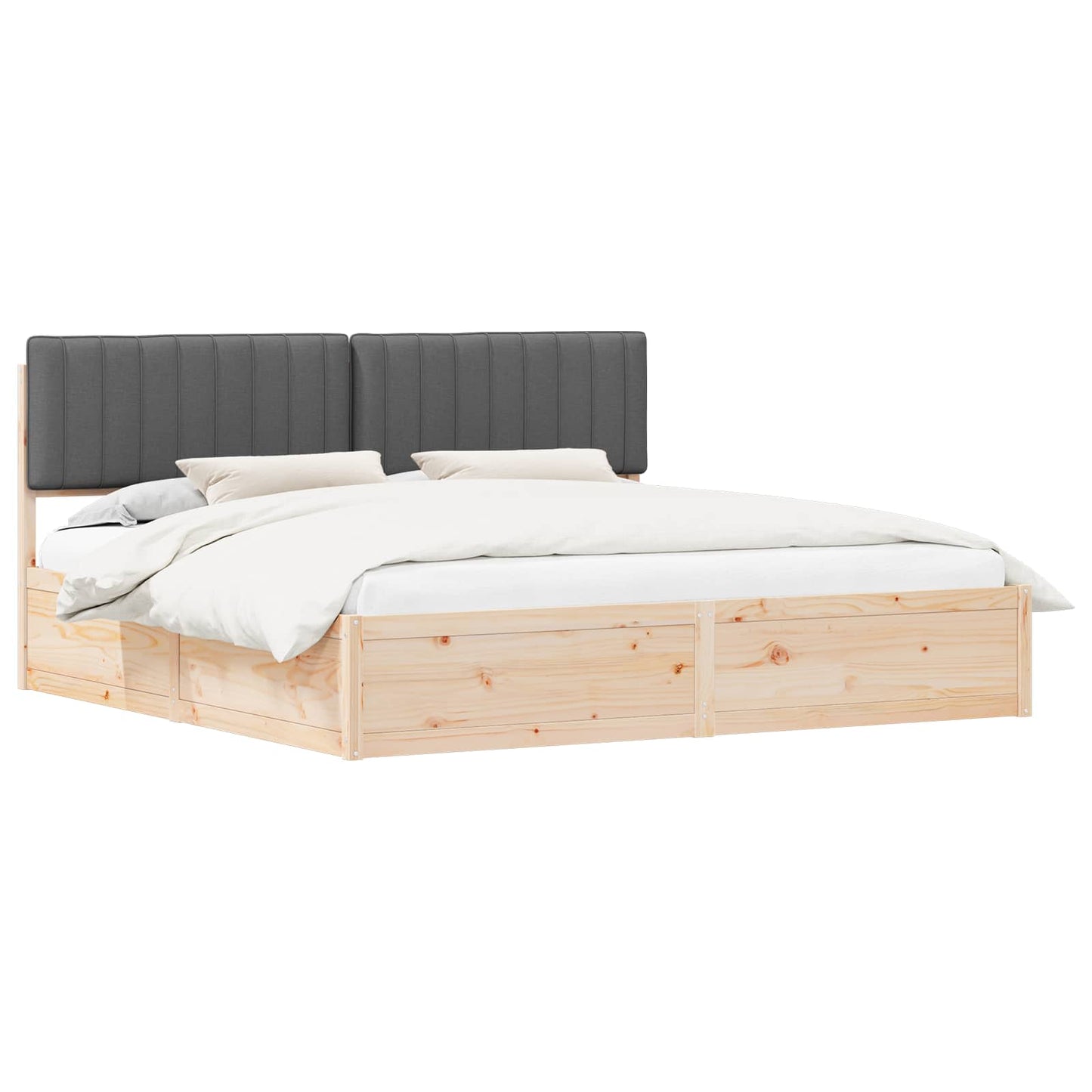 Letto con Testiera Rivestita Grigio scuro 200 x 200 cm