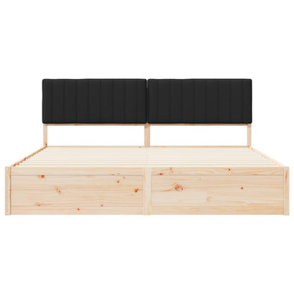 Letto con Testiera Rivestita Nero 200 x 200 cm Pino massello