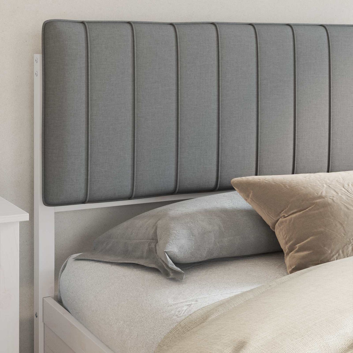 Letto con Testiera Rivestita Grigio chiaro 200 x 200 cm