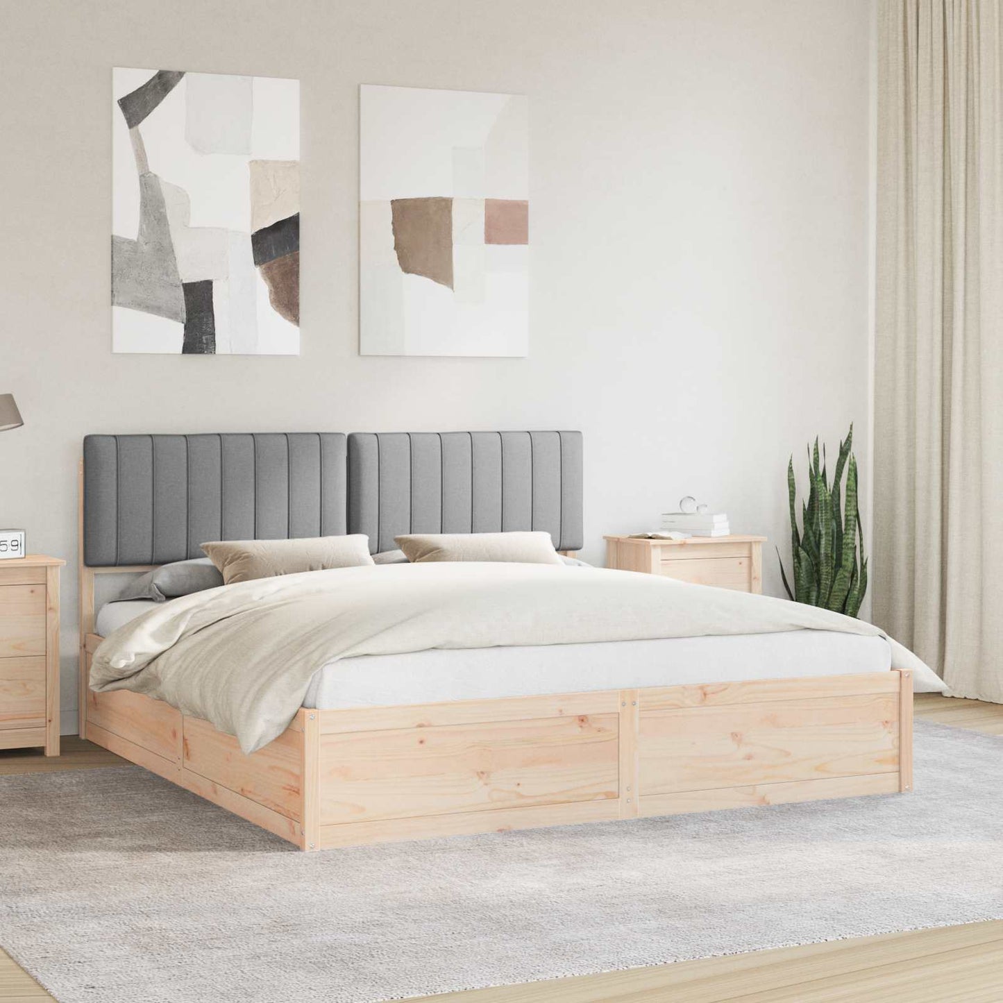 Letto con Testiera Rivestita Grigio chiaro 180 x 200 cm