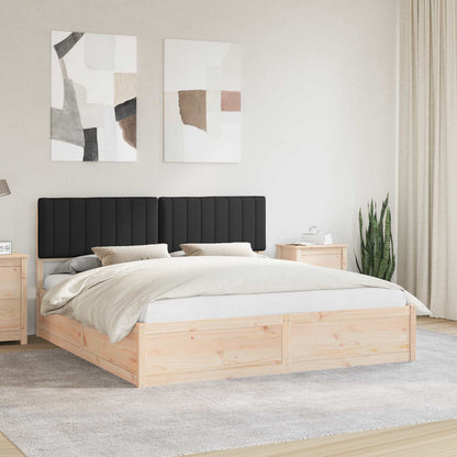 Letto con Testiera Rivestita Nero 180 x 200 cm Pino massello