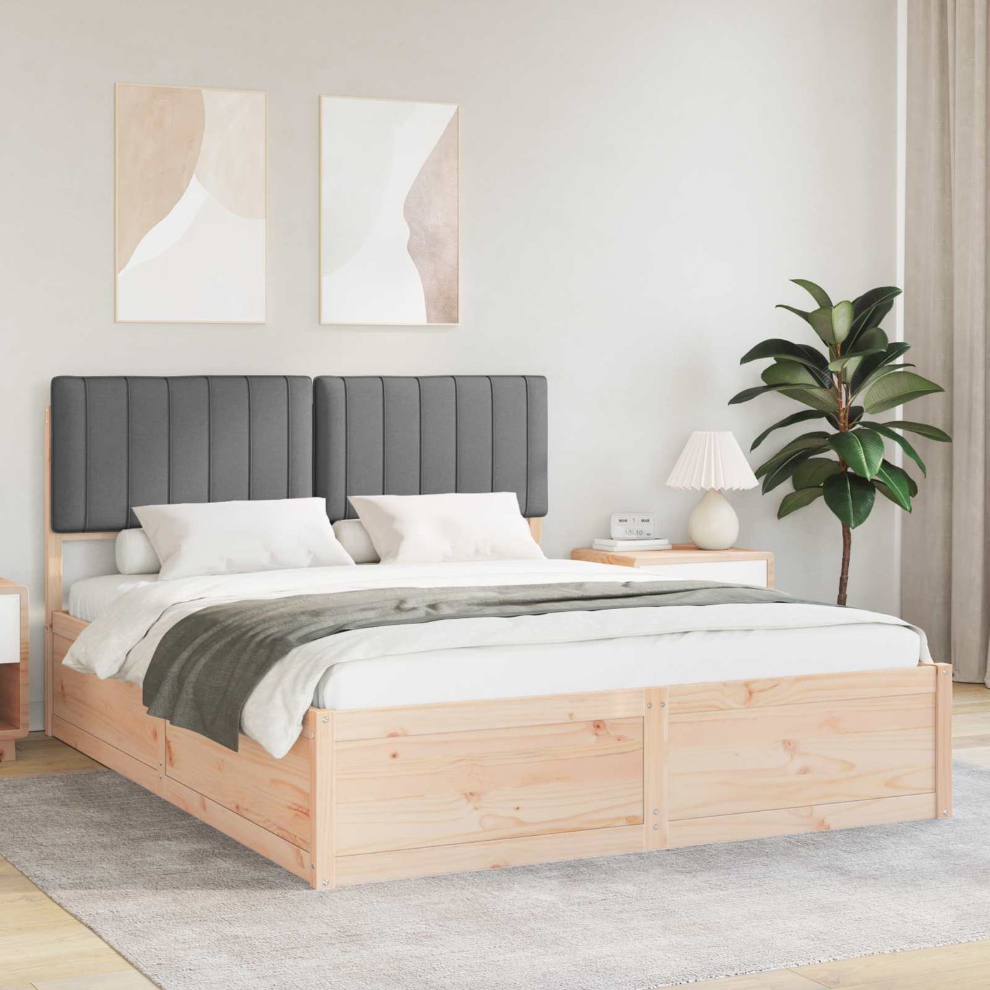 Letto con Testiera Rivestita Grigio scuro 160 x 200 cm