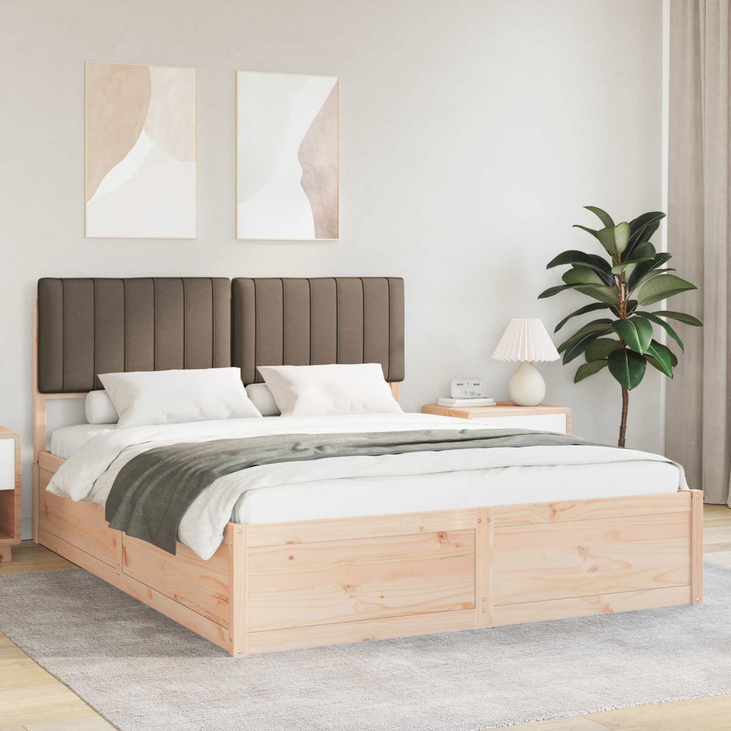 Letto con Testiera Rivestita Talpa 160 x 200 cm Pino massello