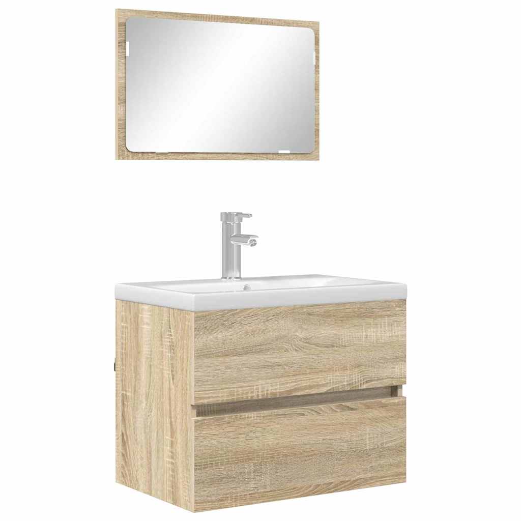 Set di mobili per il bagno Rovere Sonoma Legno multistrato
