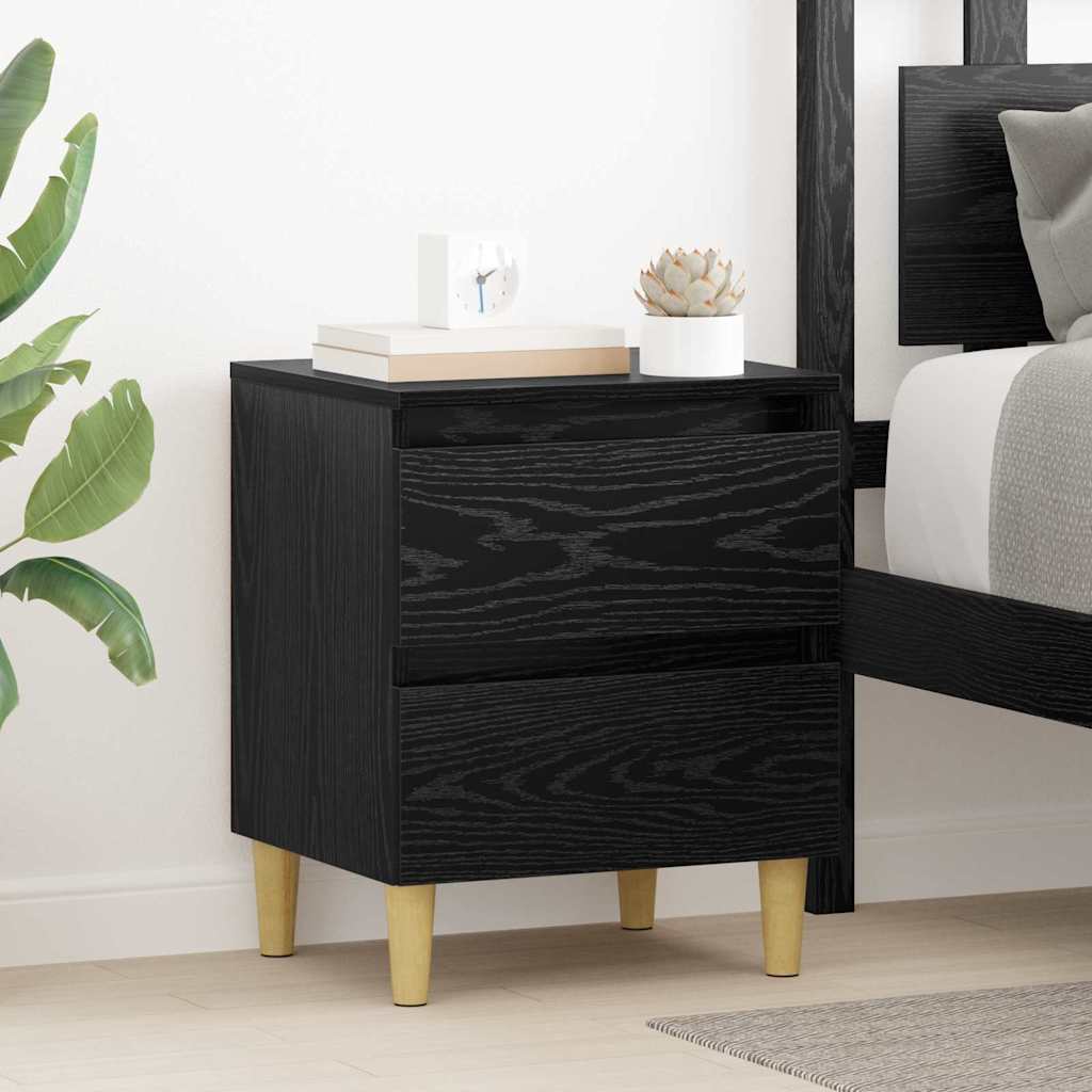 Armadietto per letto con cassetto Rovere Nero 40 x 35 x 50 cm