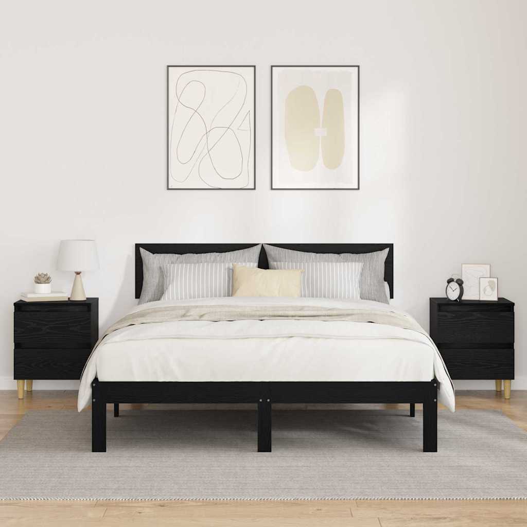 Mobiletti da letto 2 pcs Rovere Nero 40 x 35 x 50 cm