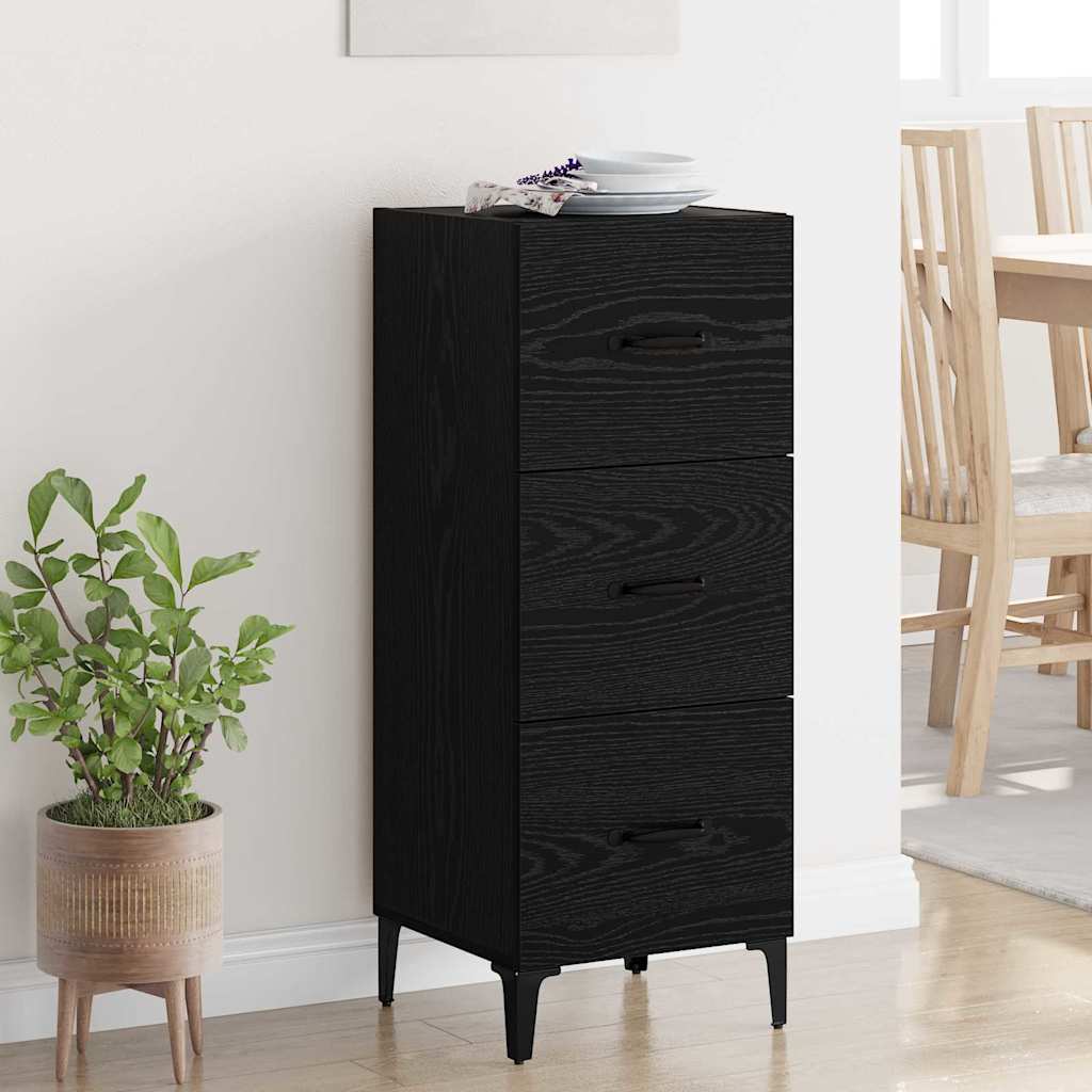 Credenza Rovere Nero 34,5 x 34 x 90 cm Legno multistrato