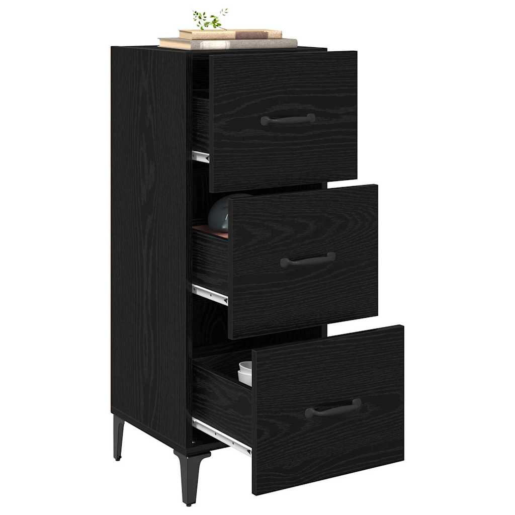 Credenza Rovere Nero 34,5 x 34 x 90 cm Legno multistrato