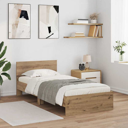 Struttura del letto con testiera Rovere artigianale 90 x 190 cm