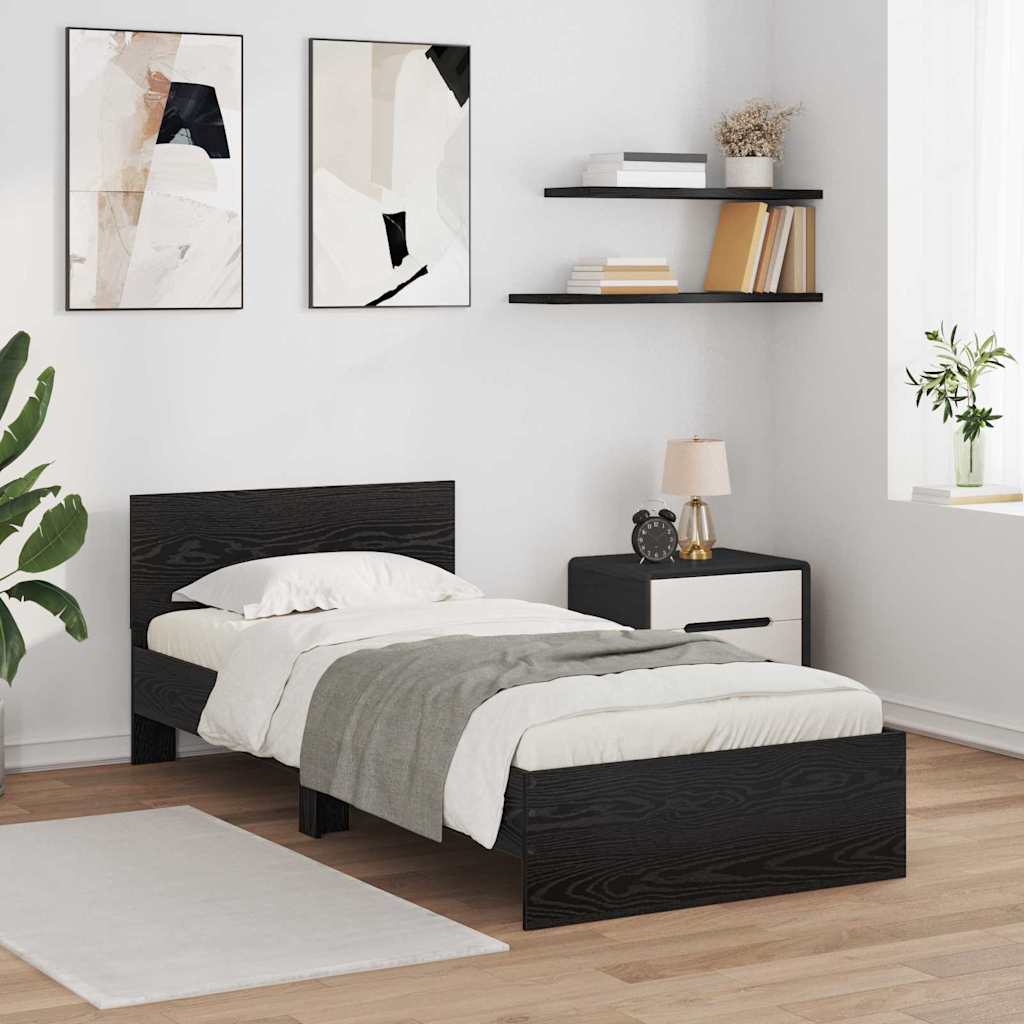 Struttura del letto Rovere Nero 90 x 190 cm Legno multistrato