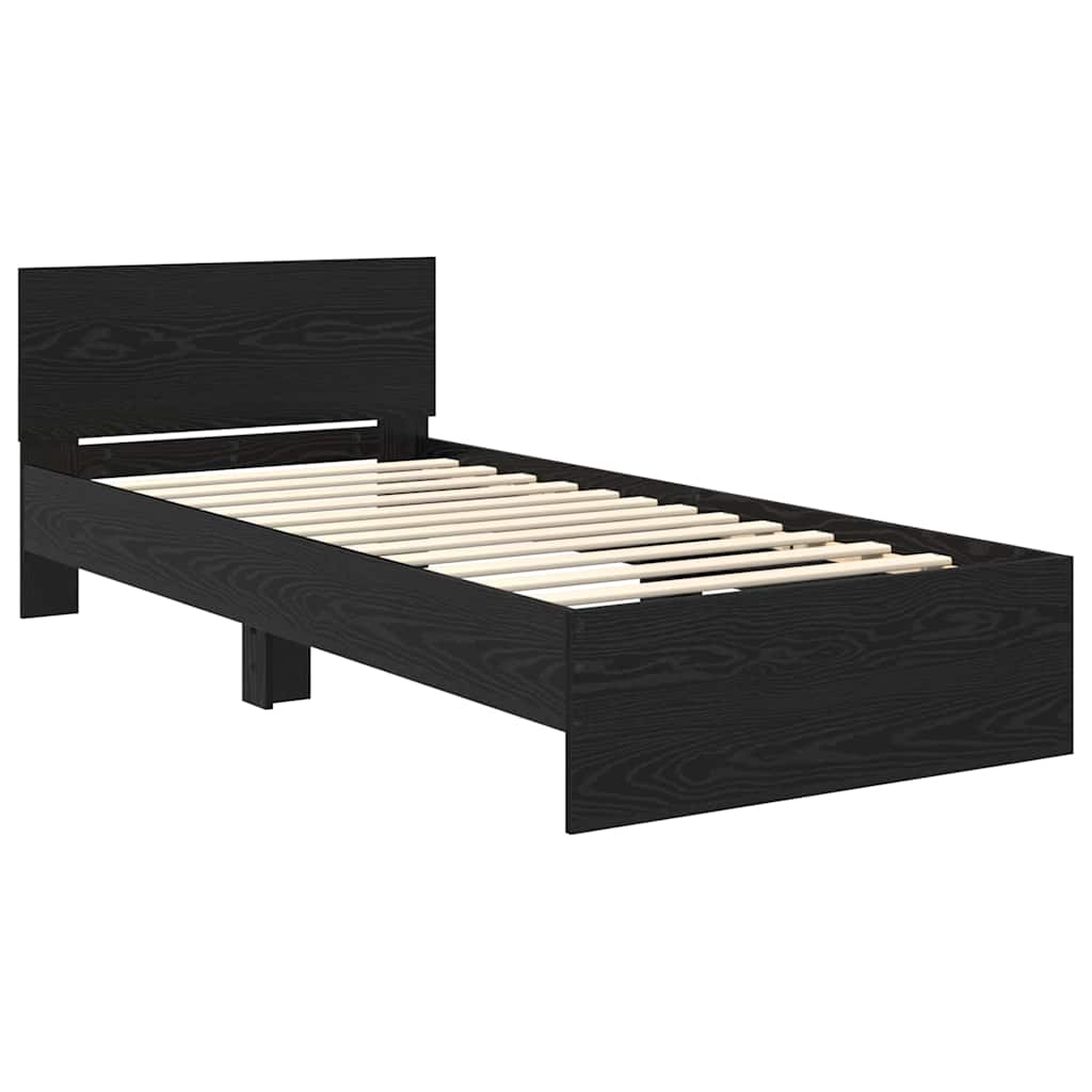 Struttura del letto Rovere Nero 90 x 190 cm Legno multistrato