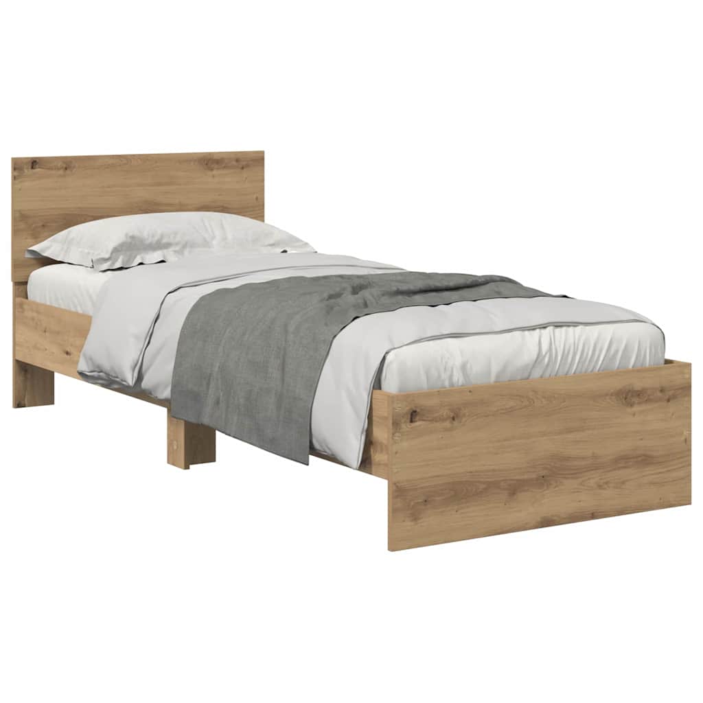 Struttura del letto con testiera Rovere artigianale 75 x 190 cm