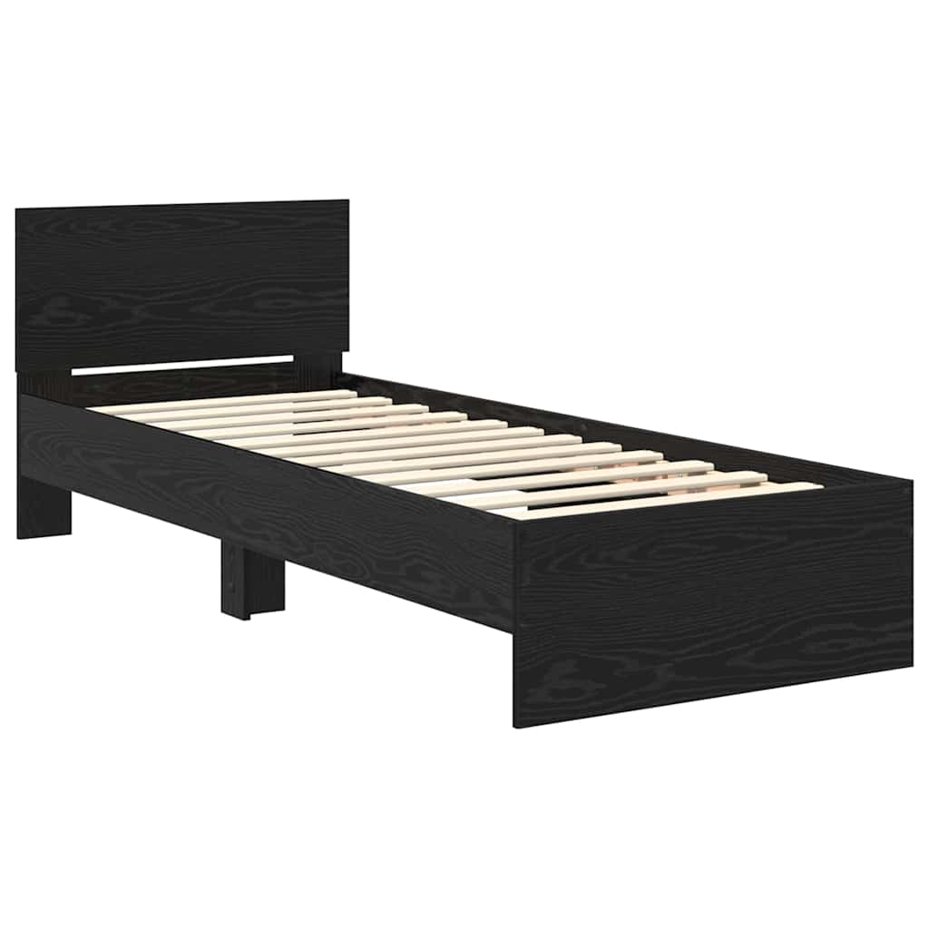 Struttura del letto Rovere Nero 75 x 190 cm Legno multistrato