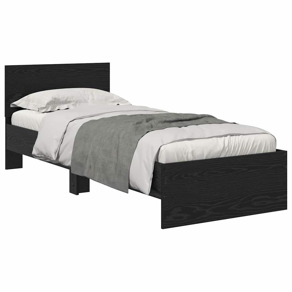 Struttura del letto Rovere Nero 75 x 190 cm Legno multistrato