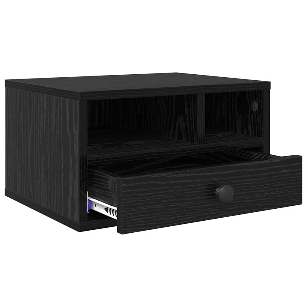 Supporto per Stampante con cassetto Rovere Nero 40 x 32 x 24 cm