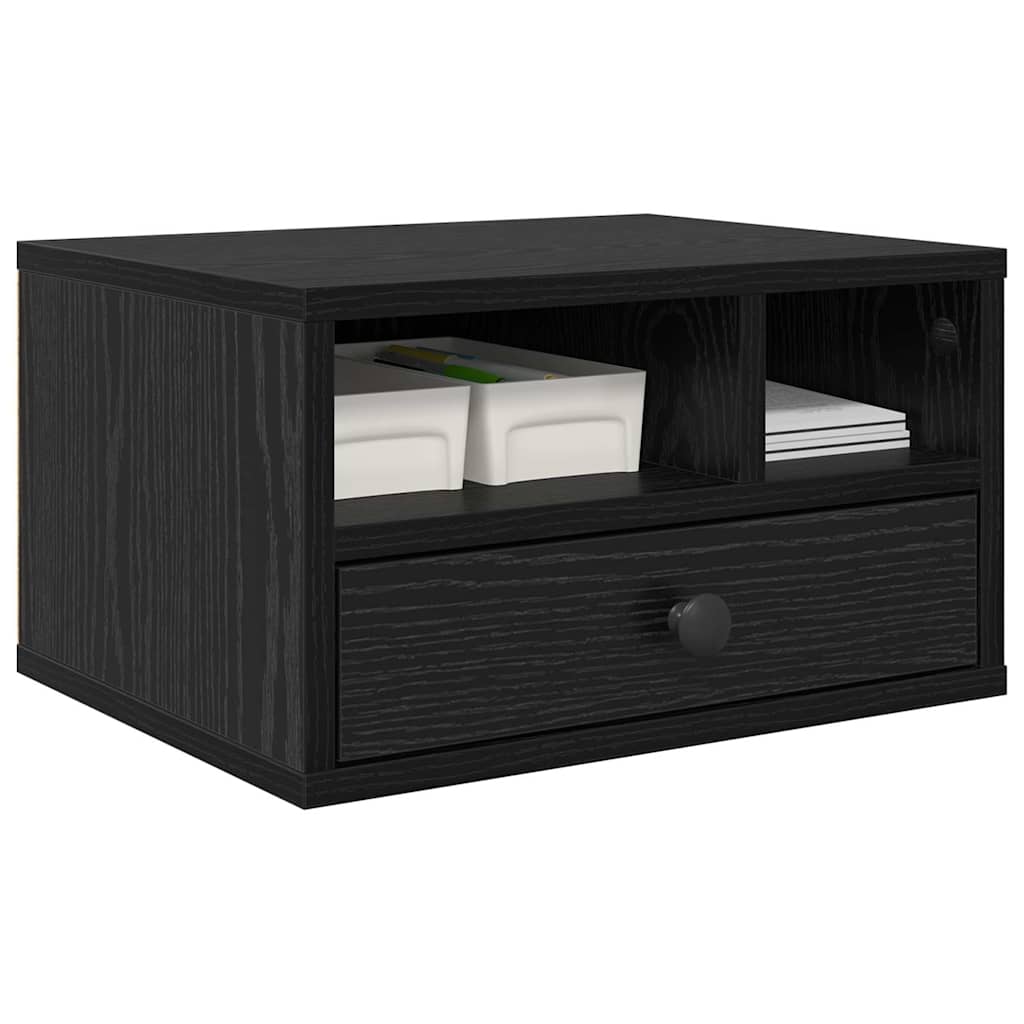 Supporto per Stampante con cassetto Rovere Nero 40 x 32 x 24 cm