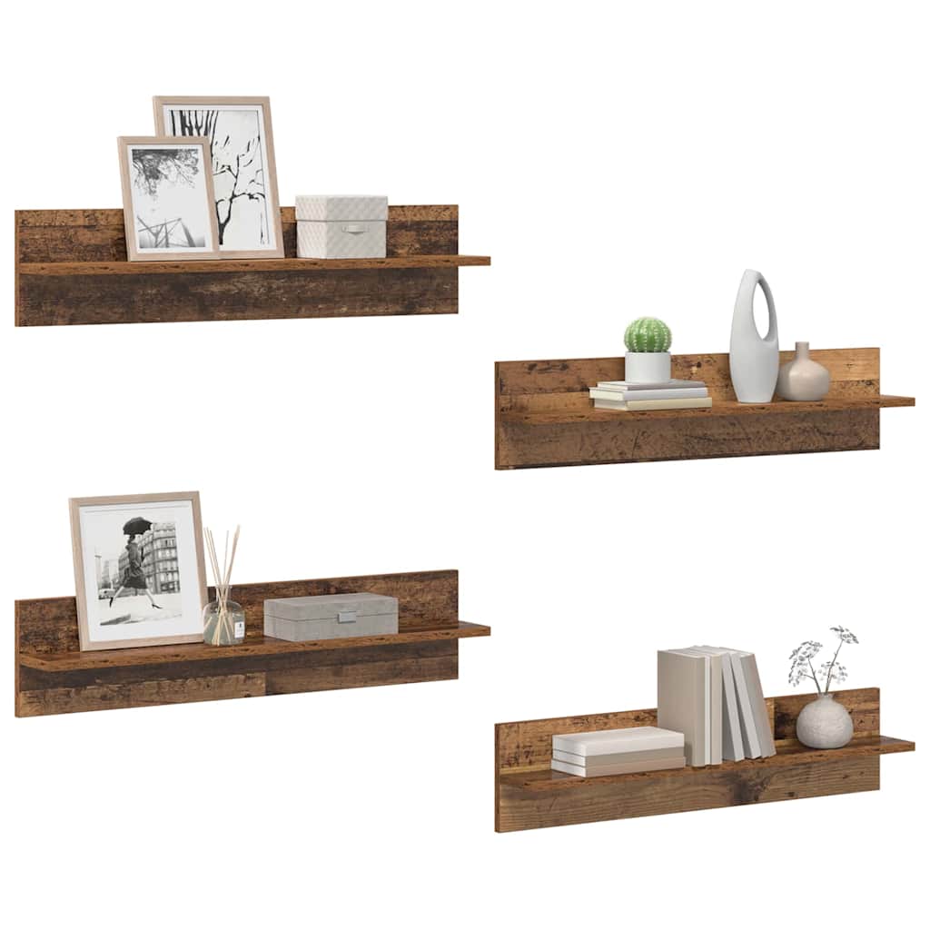Scaffali da parete 4 pcs Legno vecchio 80 x 11,5 x 18 cm