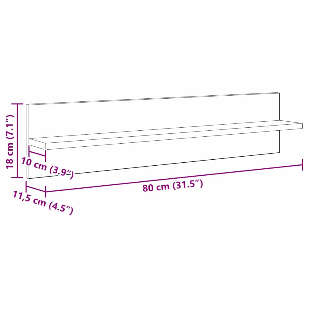 Scaffali da parete 4 pcs Rovere artigianale 80 x 11,5 x 18 cm