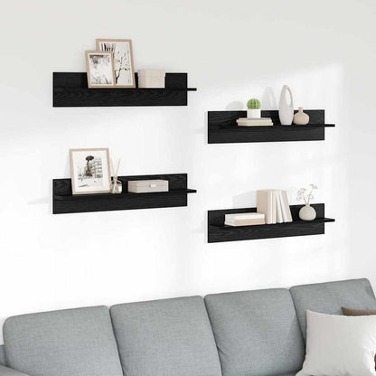 Scaffali da parete 4 pcs Rovere Nero 80 x 11,5 x 18 cm
