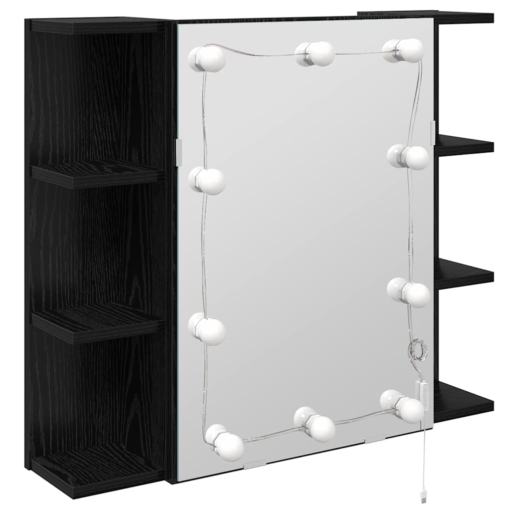 Mobiletto per specchio Rovere Nero 70 x 16,5 x 60 cm