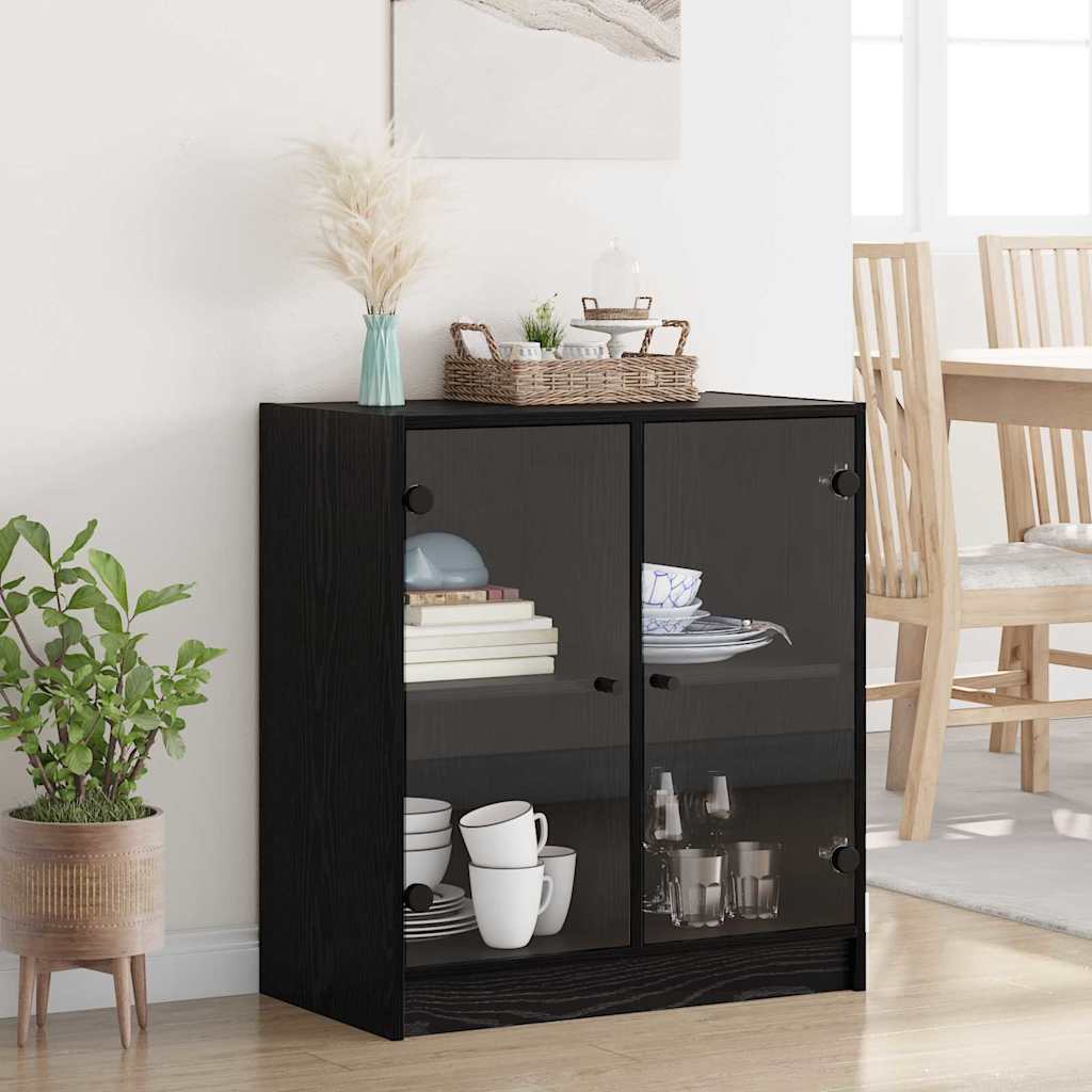 Mobile laterale Rovere Nero 68 x 37 x 75,5 cm Legno multistrato