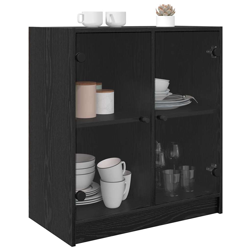 Mobile laterale Rovere Nero 68 x 37 x 75,5 cm Legno multistrato