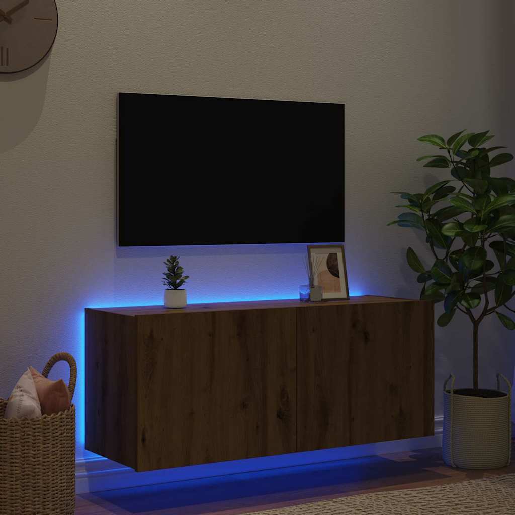 Mobile TV da parete Rovere artigianale 100 x 35 x 41 cm