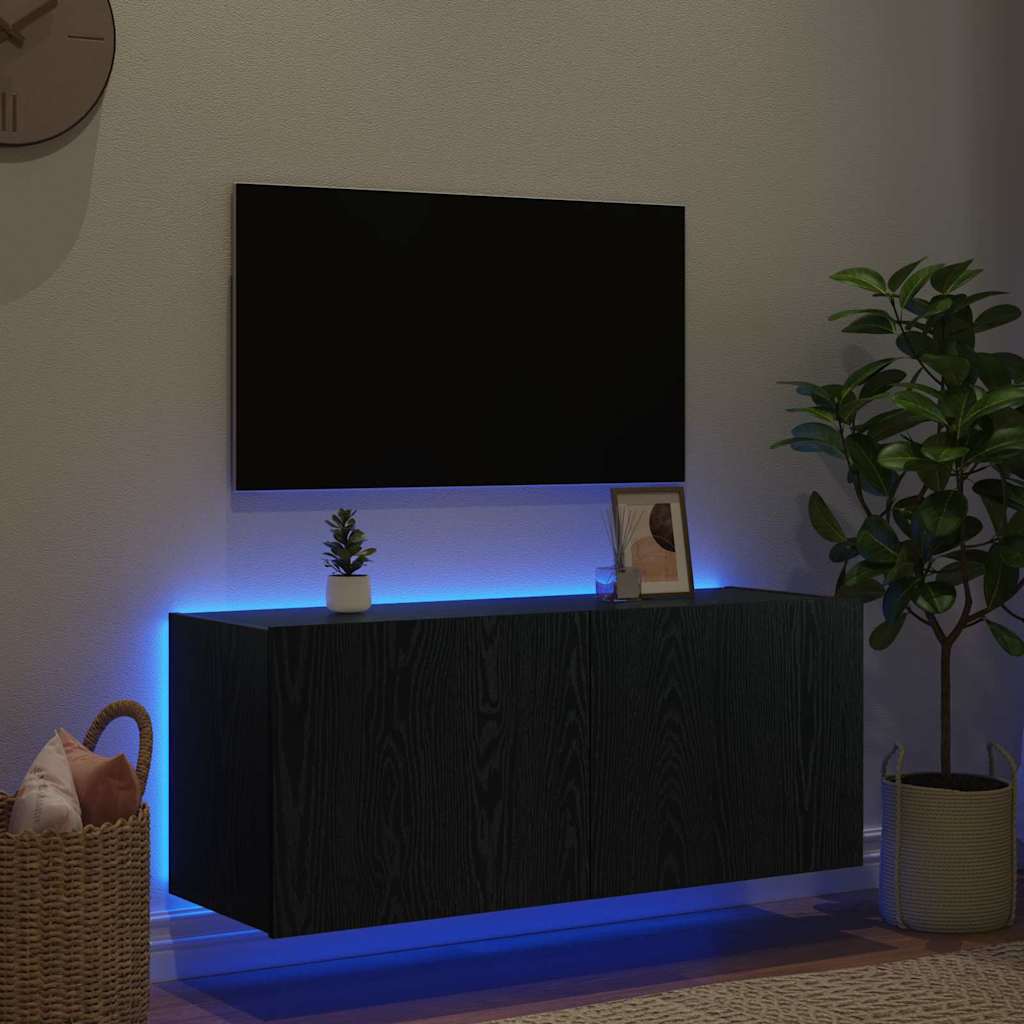 Mobile TV da parete Rovere Nero 100 x 35 x 41 cm