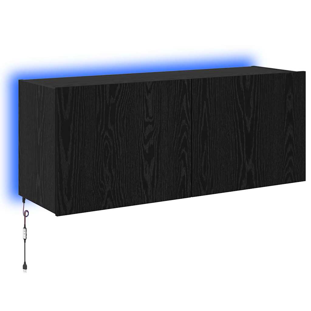 Mobile TV da parete Rovere Nero 100 x 35 x 41 cm