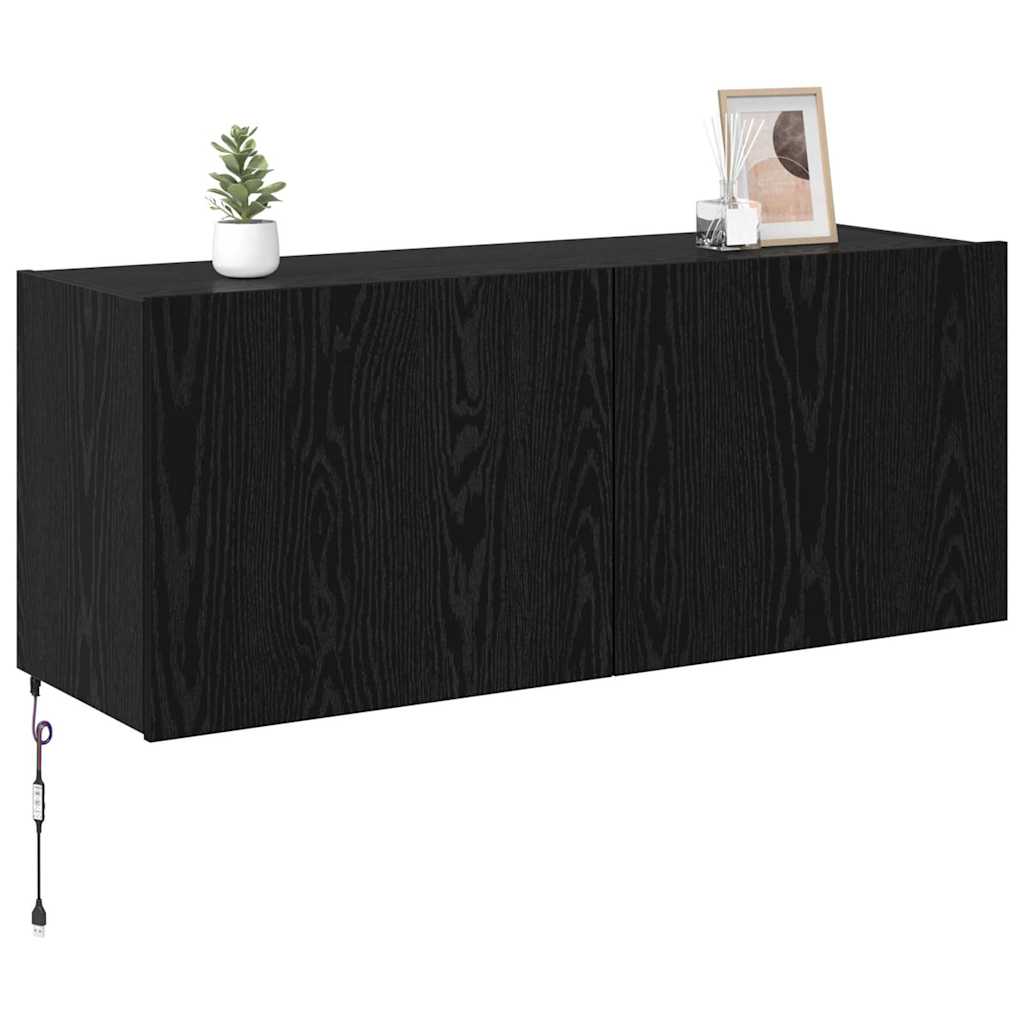 Mobile TV da parete Rovere Nero 100 x 35 x 41 cm
