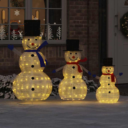 Famiglia di Pupazzi di Neve di Natale 3 pcs Bianco caldo