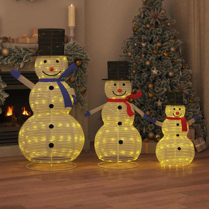 Famiglia di Pupazzi di Neve di Natale 3 pcs Bianco caldo