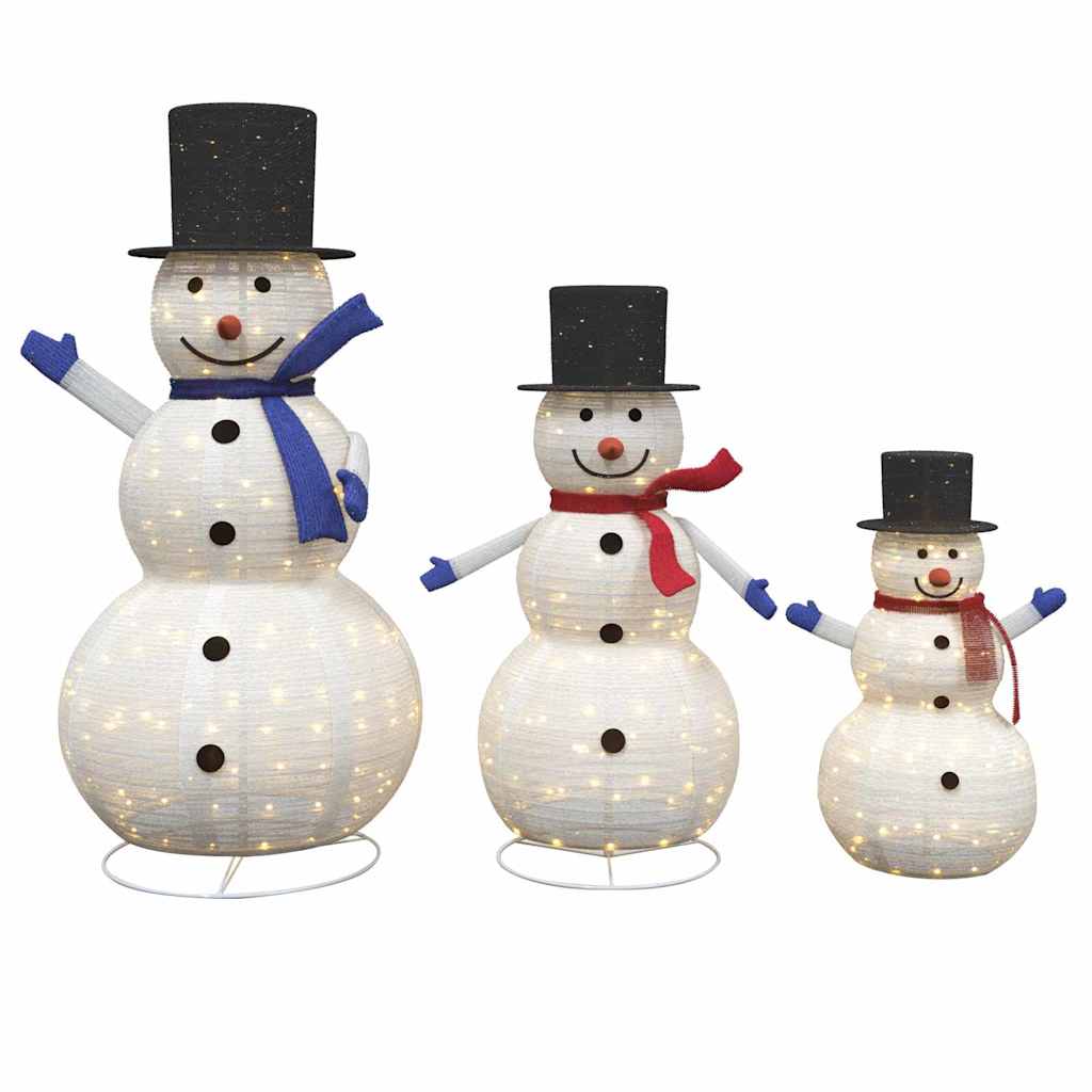 Famiglia di Pupazzi di Neve di Natale 3 pcs Bianco caldo
