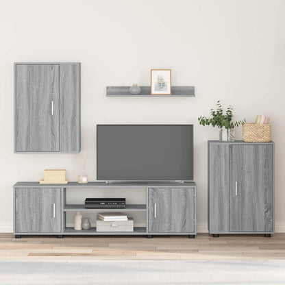 Set mobile TV 4 pcs Grigio Sonoma Legno multistrato