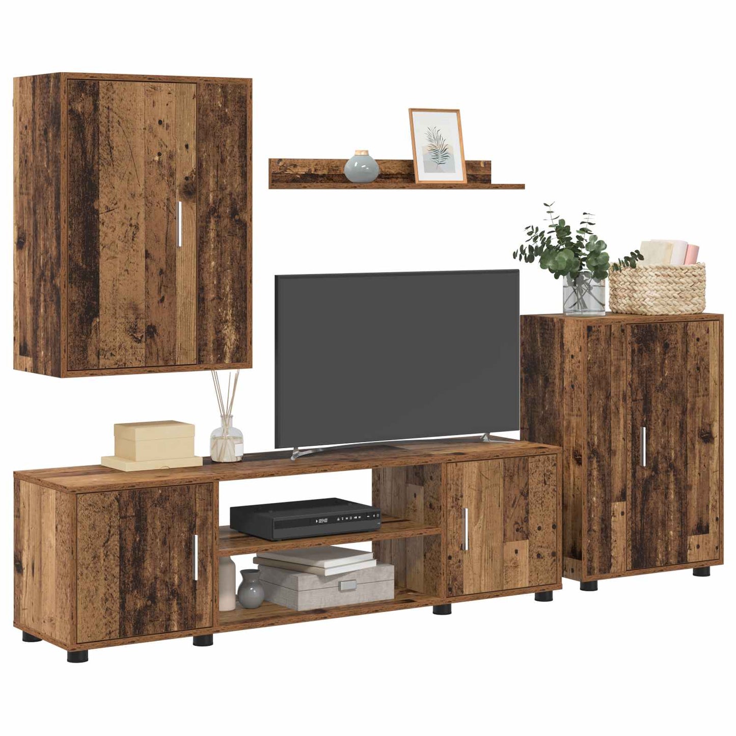 Set mobile TV 4 pcs Legno vecchio Legno multistrato
