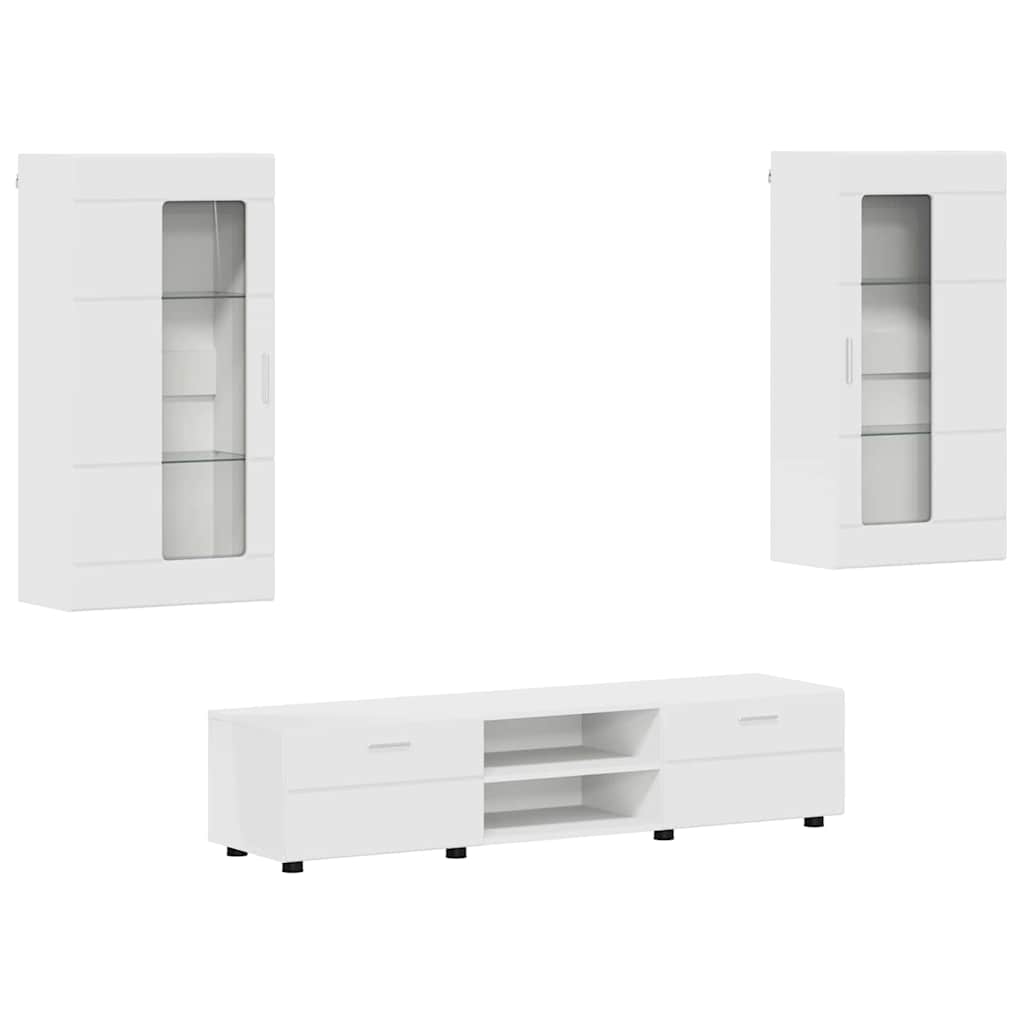 Set mobile TV con cassetto FLORIN Bianco Legno multistrato